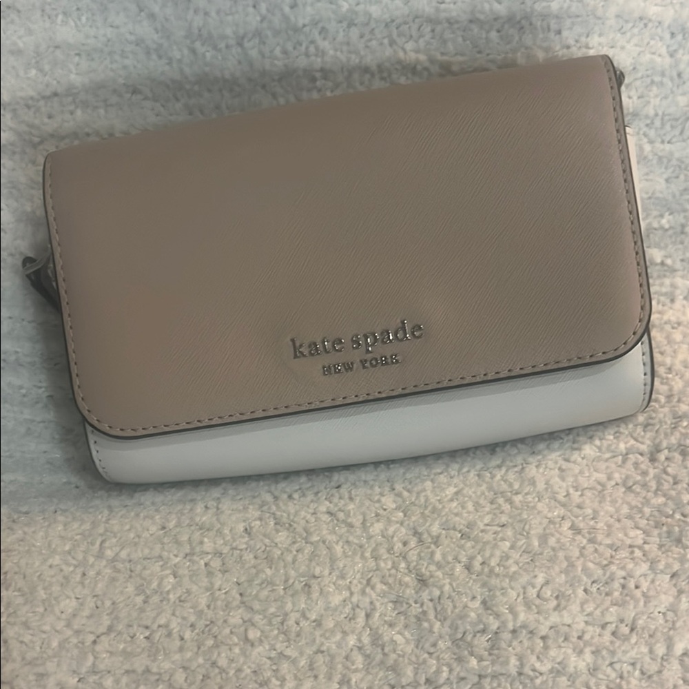 Kate Spade Tan and White Crossbody Bag